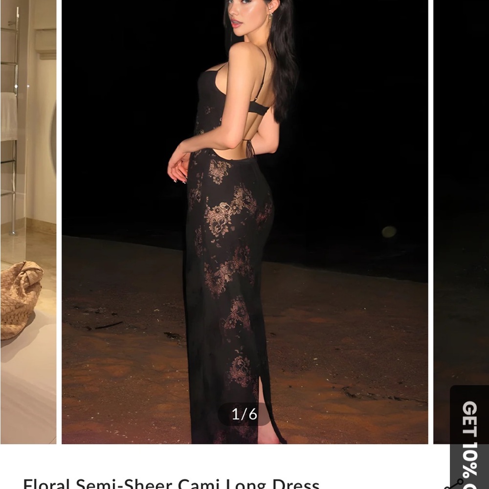 Commense Black Floral Semi-Sheer Maxi Dress